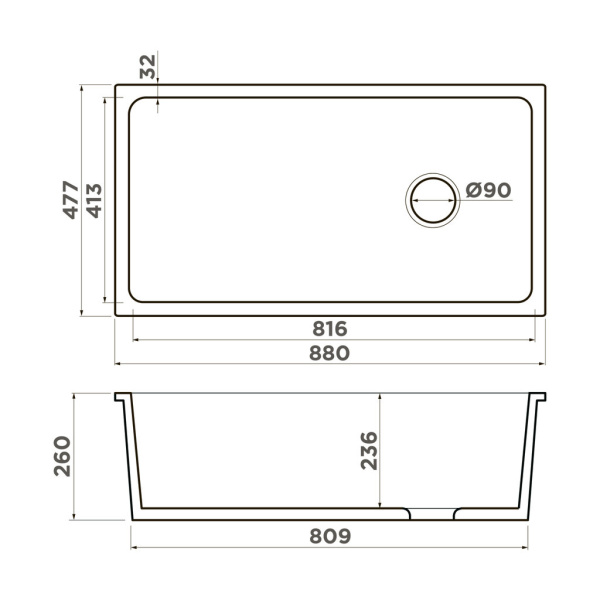 Мойка Tokara 88-U/I-WH Glossy Side, Natceramic/белый
