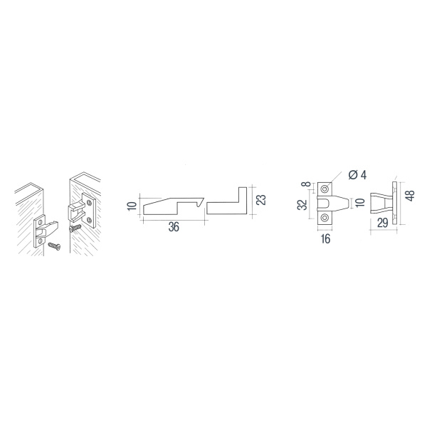Стяжка Keku для деревянных панелей (основная+ответная часть), черный