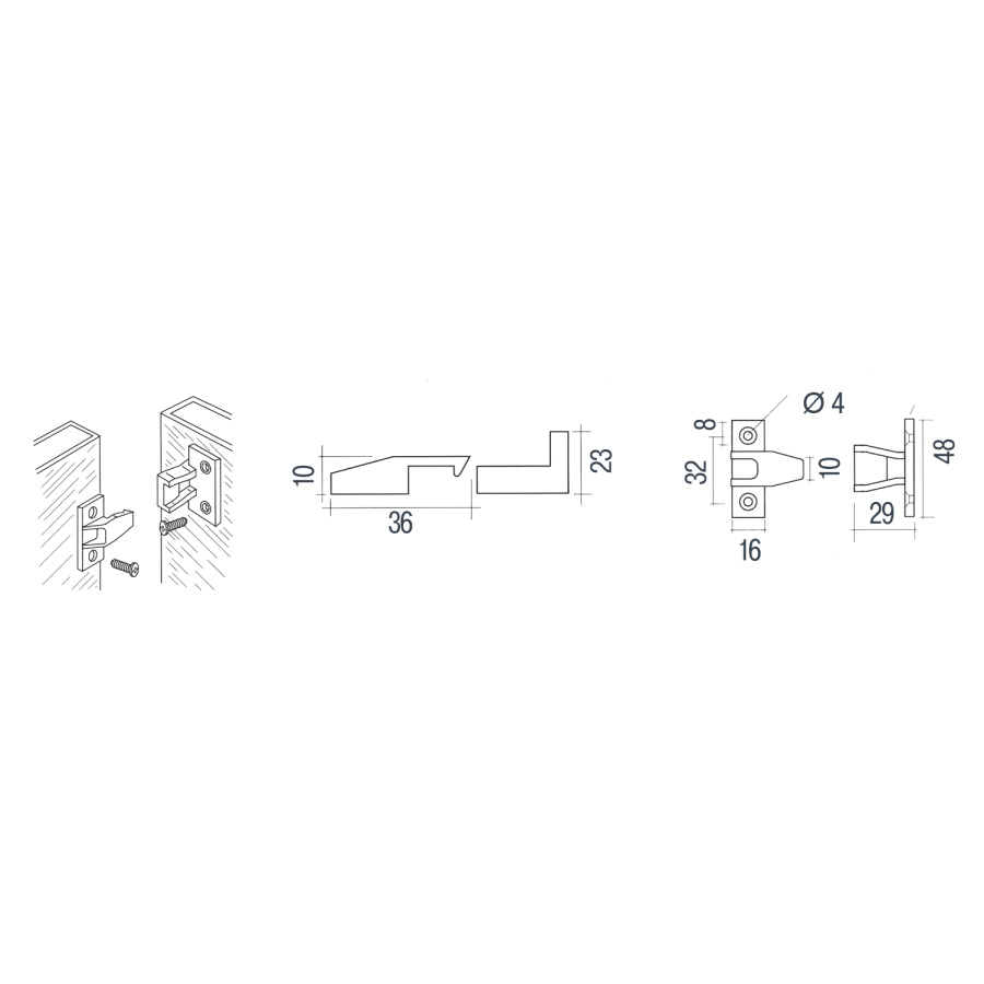 Стяжка Keku для деревянных панелей (основная+ответная часть), черный