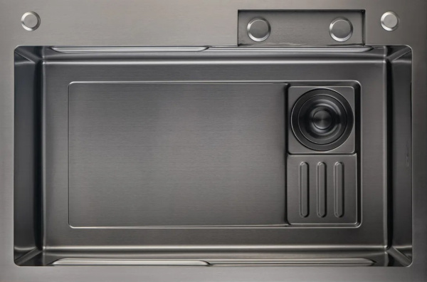 Мойка GranFest METAL 7545, 750х450 мм, нерж. сталь PVD, графит