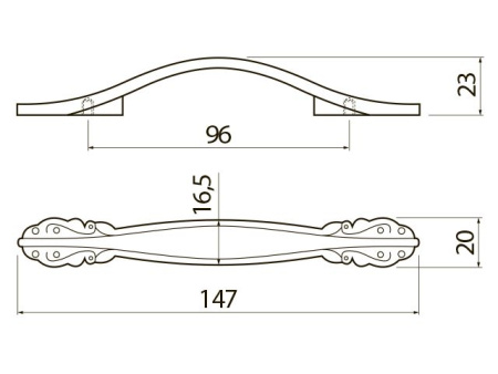 Ручка-скоба, ROYAL2, 96мм, металл, белый/золото
