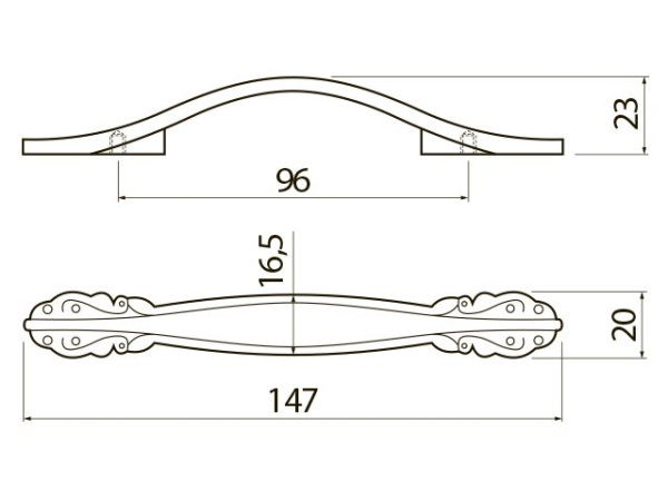 Ручка-скоба, ROYAL2, 96мм, металл, белый/золото