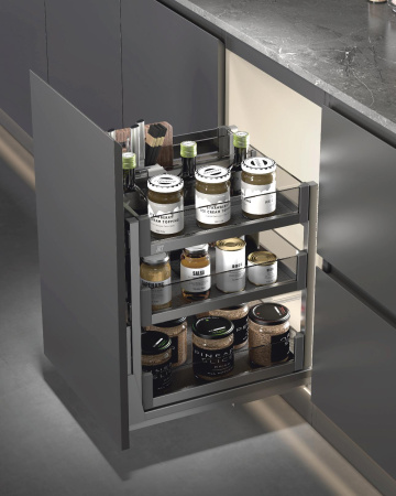 Корзина 300мм, 2 яруса, 239x467x500мм, ниж. дон. крепл., полн. выдв., с доводчиком, антрацит, Jet