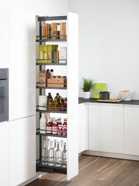 Колонна выкатная Диспенса 90*, 6 корз, 300х1900-2300мм, полн. выдв, в базу 300, антрац, Kessebohmer