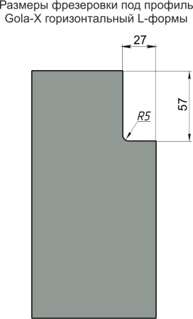 Горизонтальная ручка-профиль L-образная, h=56,6мм, L=5м, золото матовое, AQ