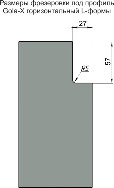 Горизонтальная ручка-профиль L-образная, h=56,6мм, L=5м, золото матовое, AQ