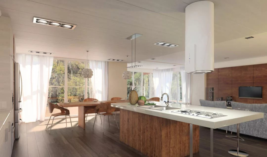 Вытяжка островная Equilibrium White Glass, 39 см, без угольн. фильтра, ПДУ, белый, Konigin