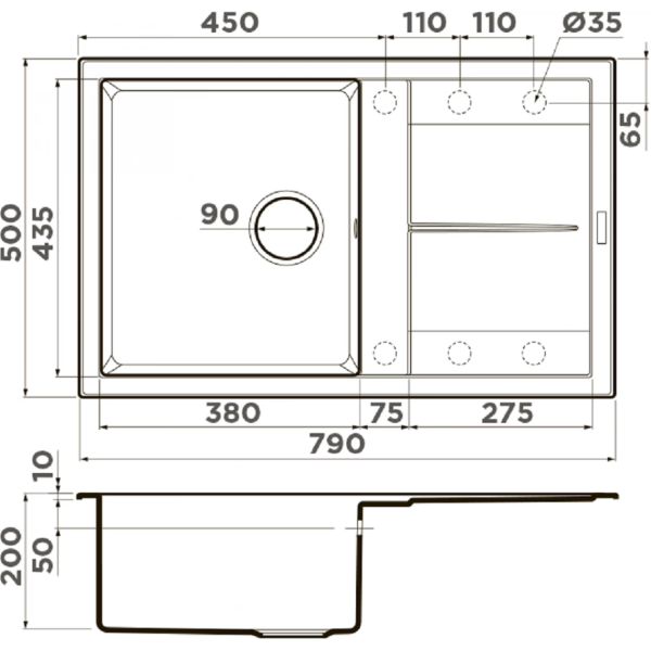 Мойка Sumi 79-GR Tetogranit/leningrad grey