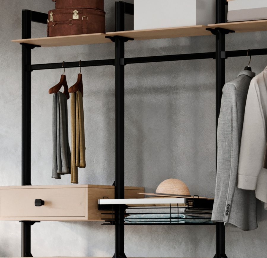 Корзина для белья выдвижная, 730-870х500х170, напр. с доводчиком, черный