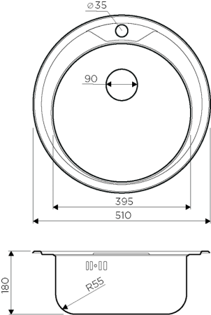Мойка Asida 51-1-IN, нержавеющая сталь, нержавеющая сталь