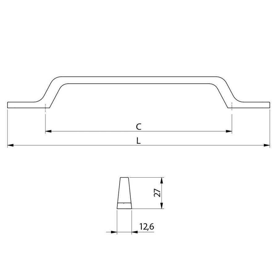 Ручка-скоба, FLAVIO, 128мм, металл, инокс