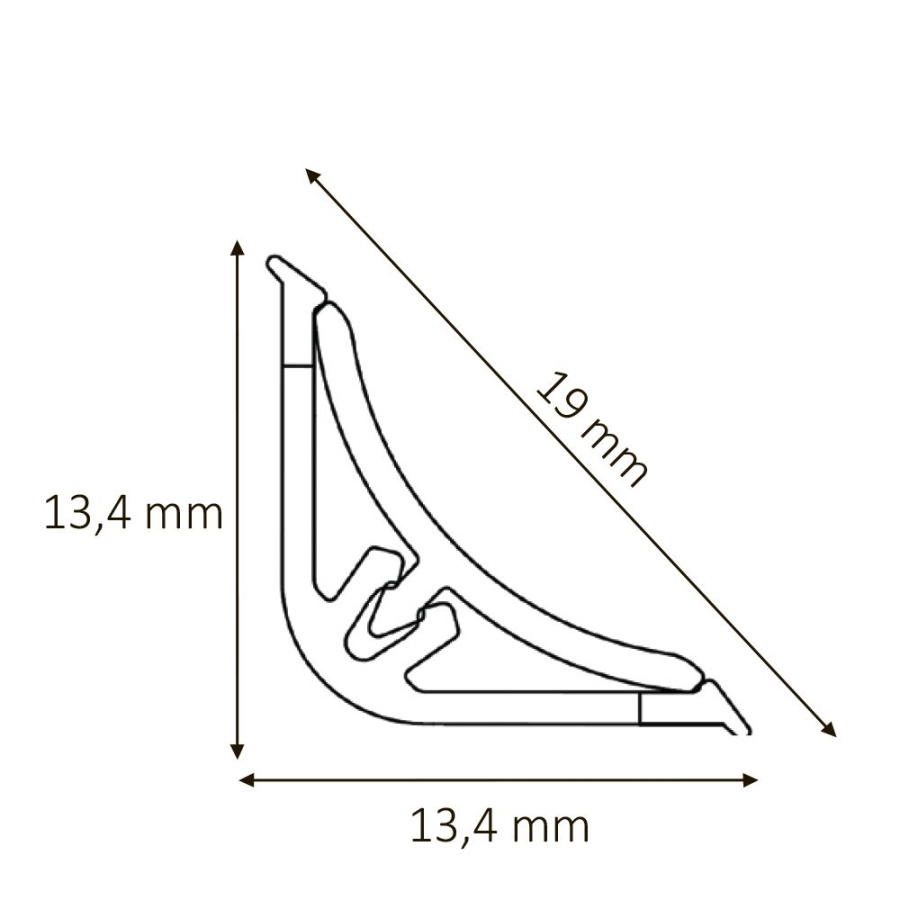 Плинтус LB-15, алюминий сатин, L=3000мм, 14,4х14,4мм