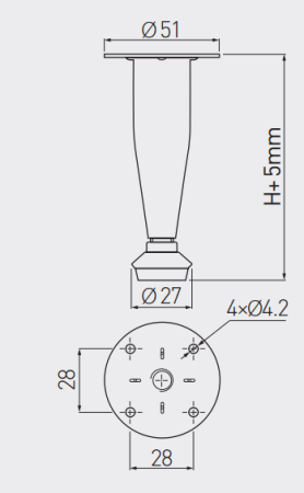 Опора регулируемая, d=50мм, h=100мм, алюминий, алюминий, GTV