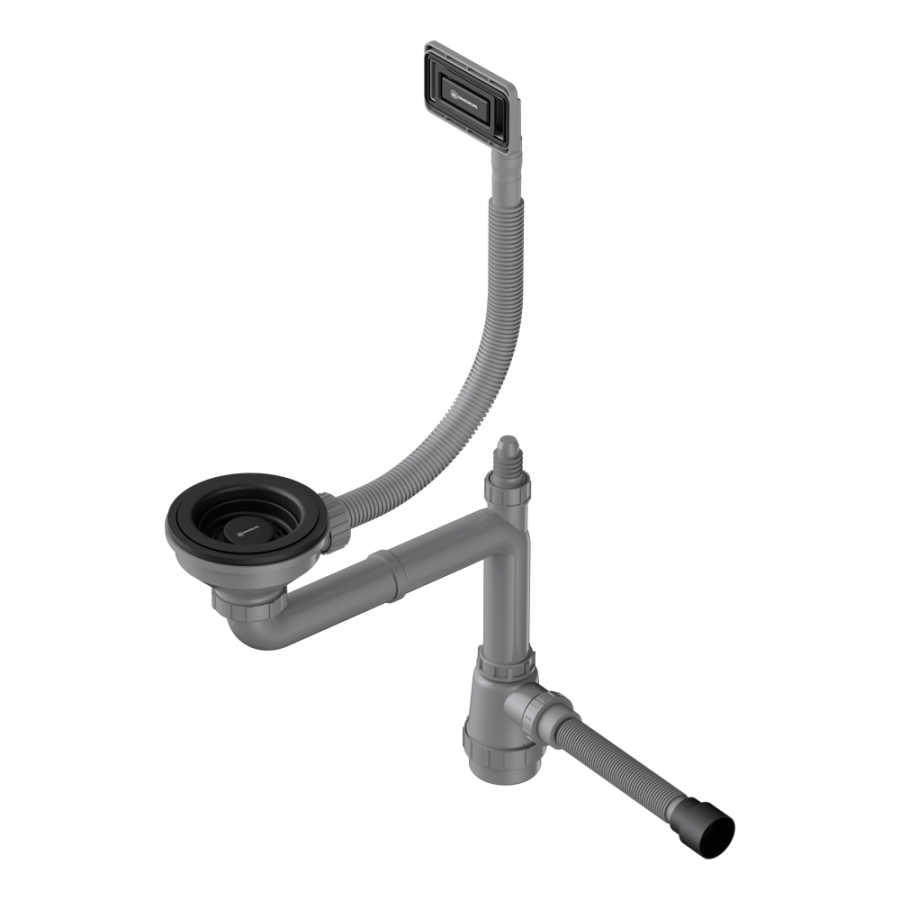 Арматура для одночашевых моек WK-1-UN-GB, универс. прямоуг. перелив, графит