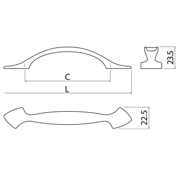 Ручка-скоба, ADRIN, 96мм, металл, старое золото