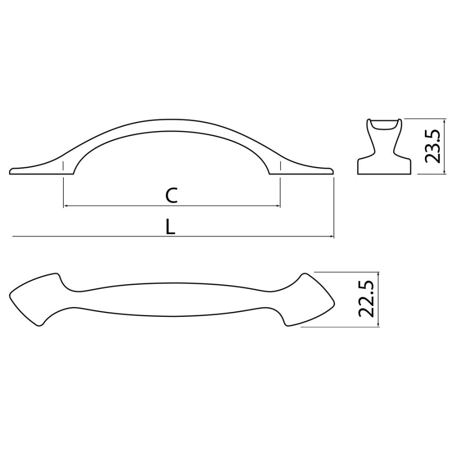 Ручка-скоба, ADRIN, 96мм, металл, старое золото
