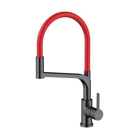 Смеситель Sinto 2 Plus-GM-R, латунь, вороненая сталь/красный