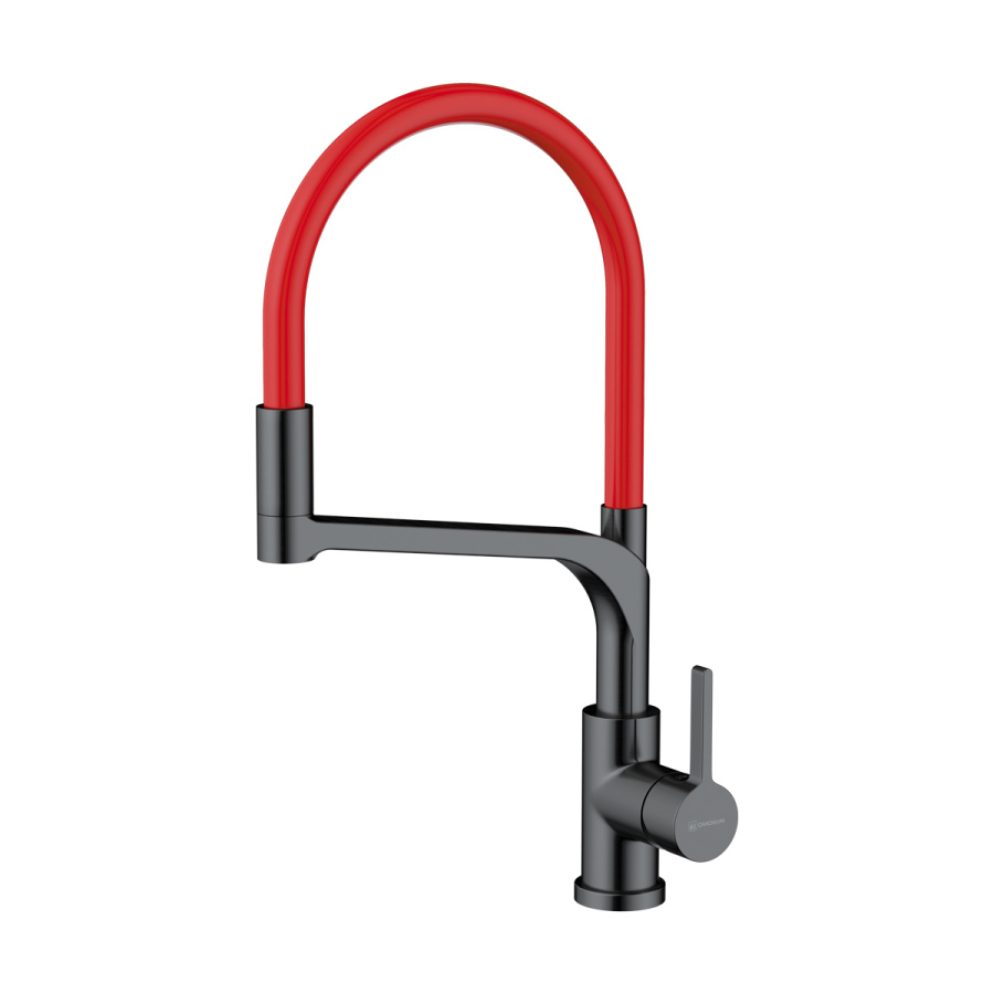 Смеситель Sinto 2 Plus-GM-R, латунь, вороненая сталь/красный