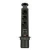 Вертикальная, 3хEURO+2USB, Ø 60мм, ручное выдвижение, усовое заземление, шнур 1,8м, пластик, черный, GLS