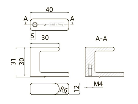 Ручка-кнопка, SENIOR, 40х12х31мм, металл, матовый хром, GTV