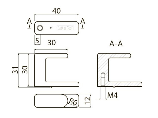 Ручка-кнопка, SENIOR, 40х12х31мм, металл, матовый хром, GTV