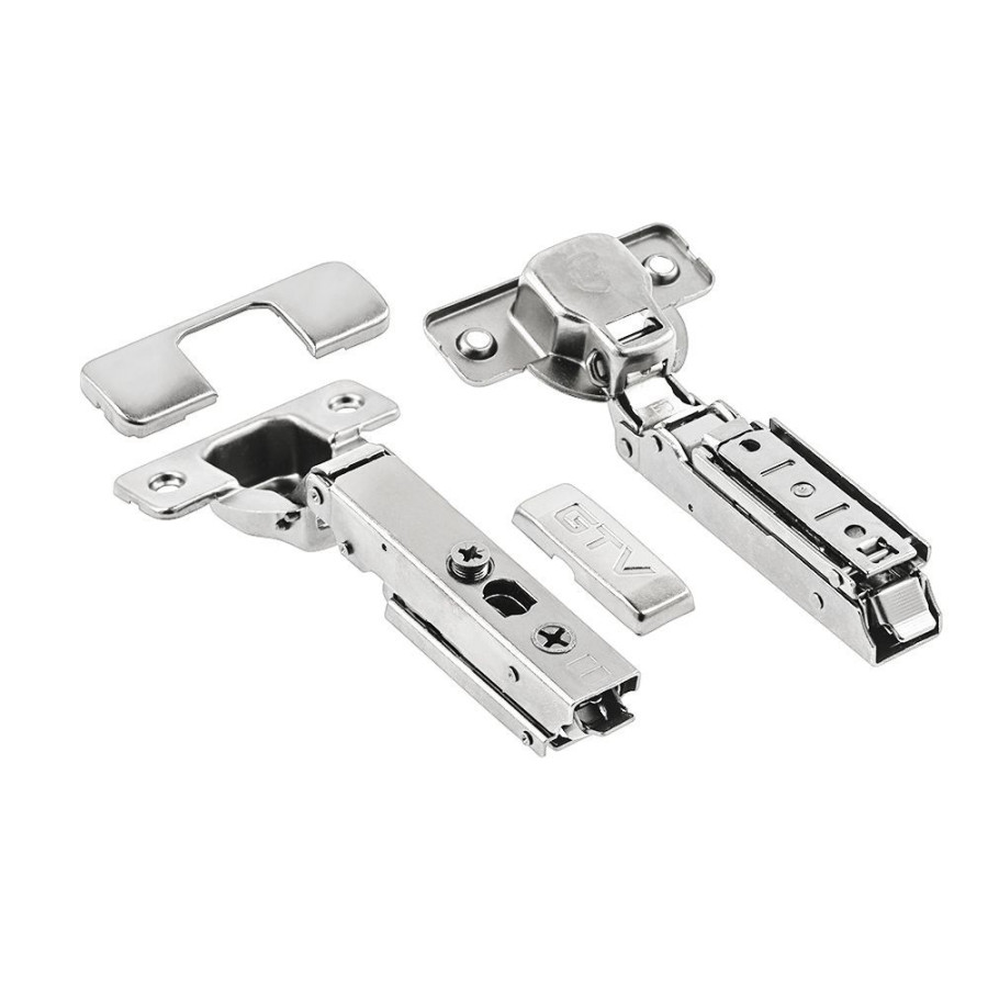 GTV Петля накладная, с планкой 0мм, с доводчиком, БЕЗ еврошурупа, 3D-регулировка, 45мм