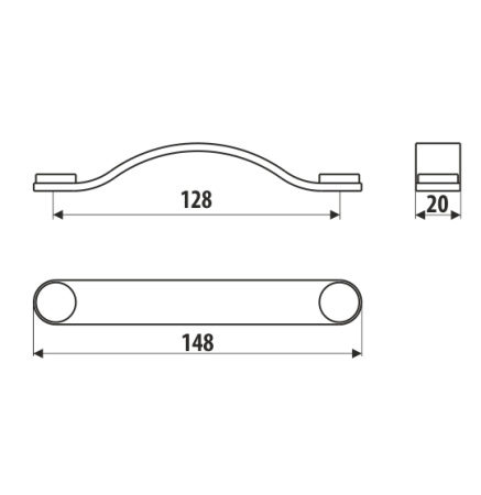 Ручка-скоба, UL24-128-S2-G3EN, 128мм, кожа/сталь, коричневый/бронза