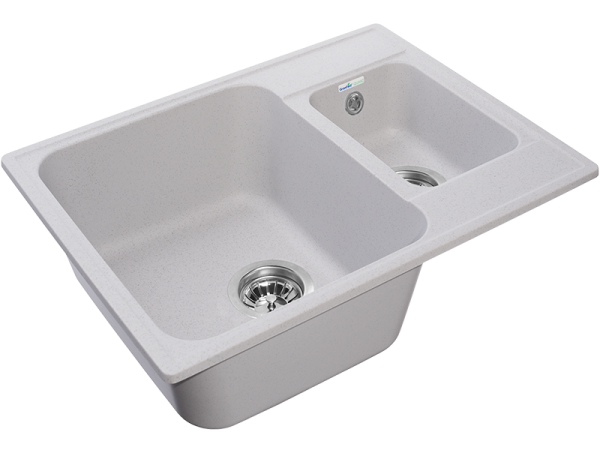 Мойка GranFest QUARZ 09, 617х480 мм, серый (прямоугольная, 1,5 чаши, без сифона)