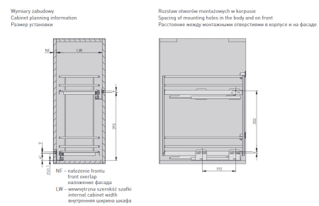 Корзина 300мм, 2 яруса, 264х471х460мм, боковое диагональное крепление, без направляющих, плоский прут, антрацит, GTV