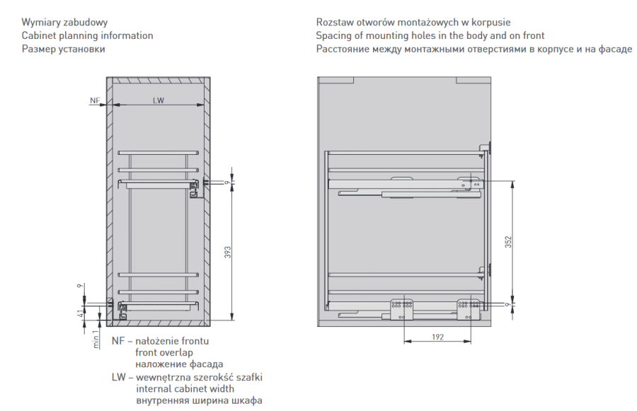 Корзина 300мм, 2 яруса, 264х471х460мм, боковое диагональное крепеление, без направляющих, плоский прут, хром, GTV