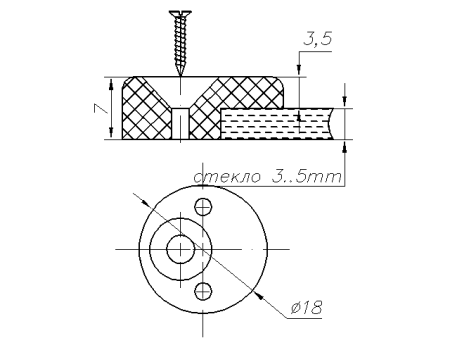 Зеркалодержатель с заглушкой, черный