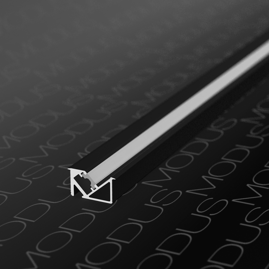 Профиль врезной угловой 20х11х3000мм, лента ≤5мм, черный (без диффузора), LD 01