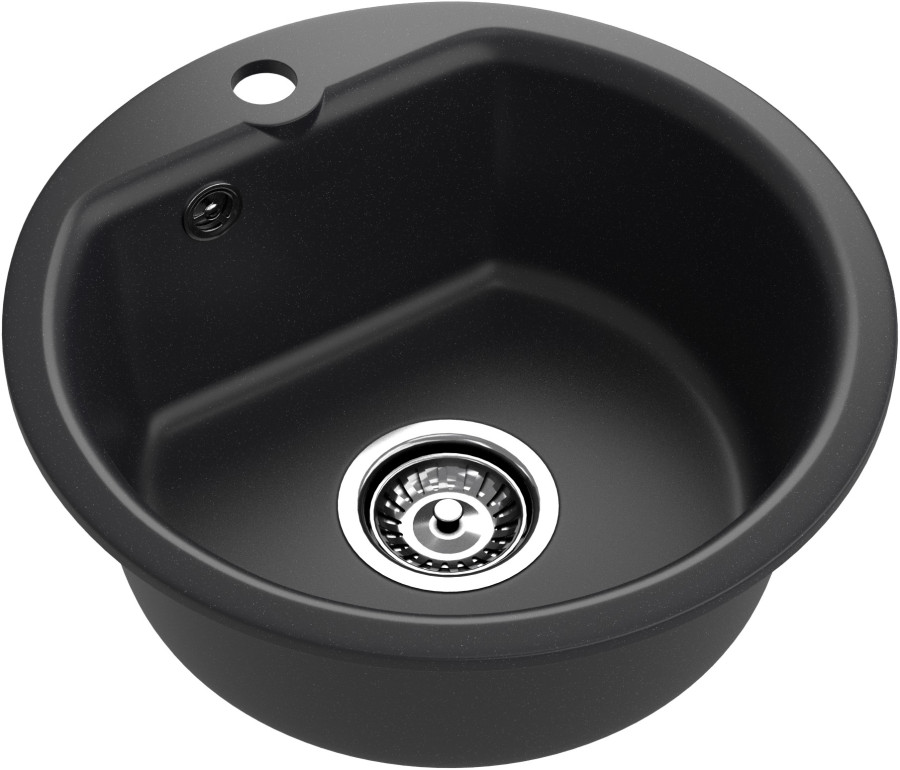 Мойка ЭкоМ М-435, d=435мм, мрамор, черный (без сифона)