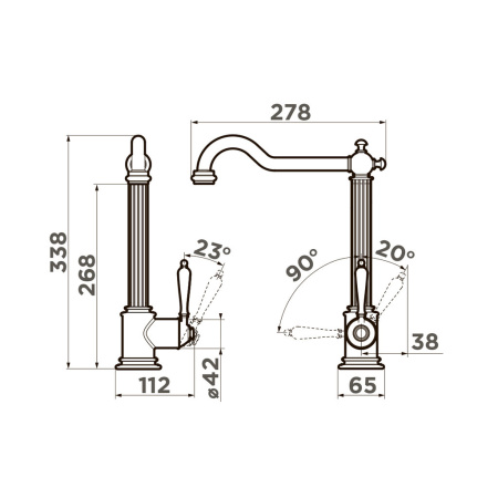 Смеситель Toshima-AB, латунь, античная латунь