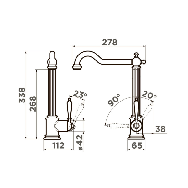Смеситель Toshima-AB, латунь, античная латунь