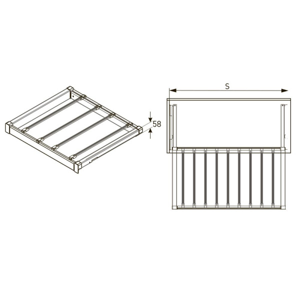 Вешалка для брюк в шкаф на 600мм, 485х530х55, с доводчиком, полное выдвижение, графит