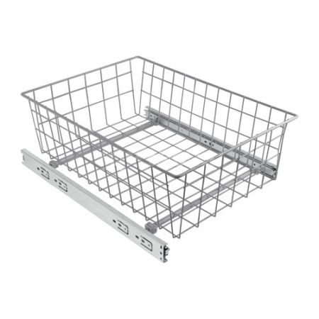 Решетчатая выдвижная емкость, 335х475х150мм, шариковые направляющие, серебро