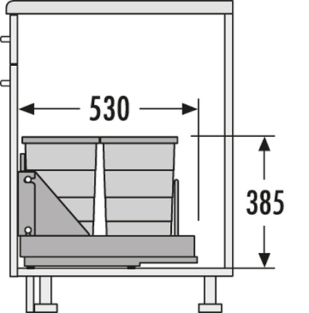 Система сортировки "Bottom Mount-S", 2х24л, 350x530x385мм, в шкаф 400мм, полного выдвижения, серебро