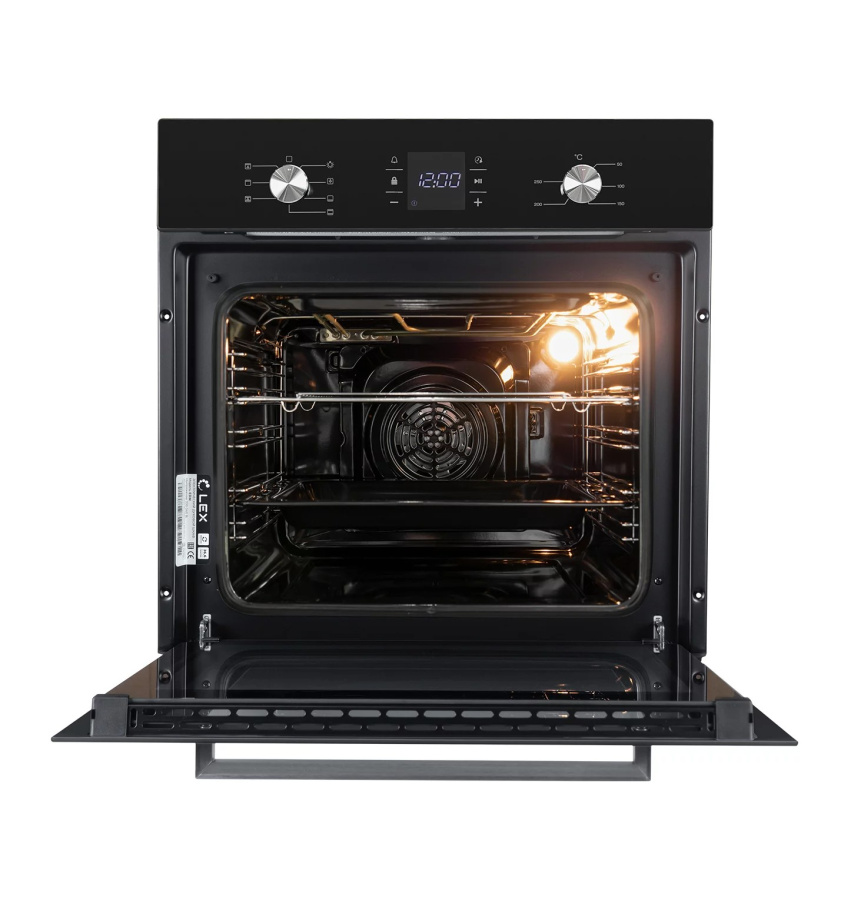 Духовой шкаф EDM 071 BL, 60 см, стекло/нерж. сталь, черный, Lex