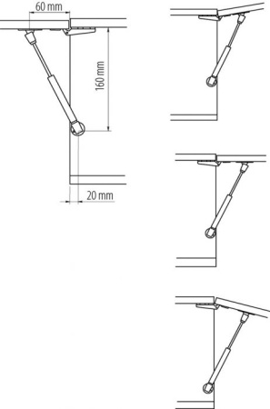 Кронштейн газовый  60N, L=160мм, серый, GTV
