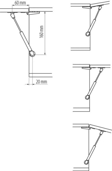 Кронштейн газовый  60N, L=160мм, серый, GTV