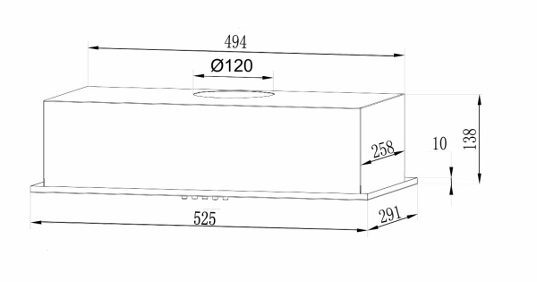 Вытяжка полновстраиваемая GS BLOC LIGHT 600 BLACK, 60см, б/угольного фильтра, черный, Lex