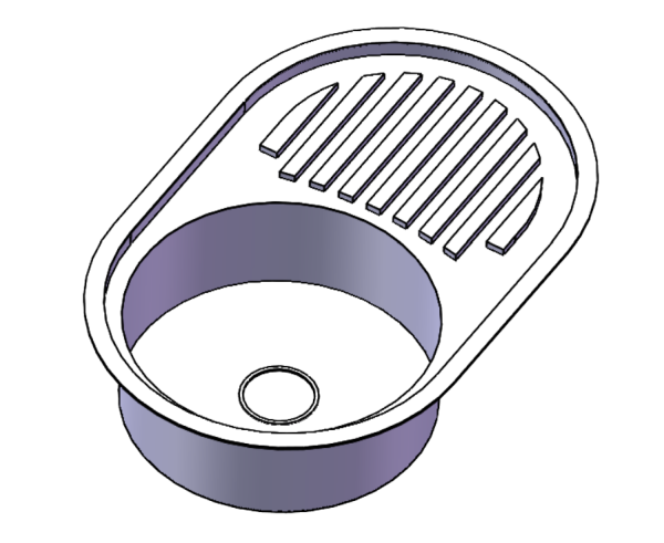 Мойка врезная, 770х500х180х0,8мм, глянец, универсальная+сифон, CMF