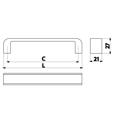 Ручка-скоба, MONA, 192мм, металл, хром/черный