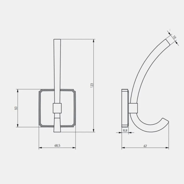 Крючок, CAPITAL, двухрожковый, металл, черный матовый, GTV