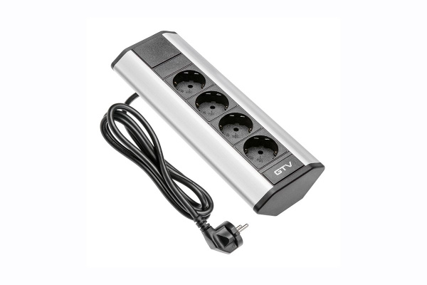 Угловая накладная, 4хEURO, серый, усовое заземл., IP20, пластик, GTV