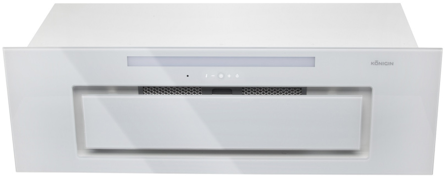 Вытяжка полновстраиваемая Navi Glass, 90см, б/угольного фильтра, белый/белое стекло, ПДУ, Konigin