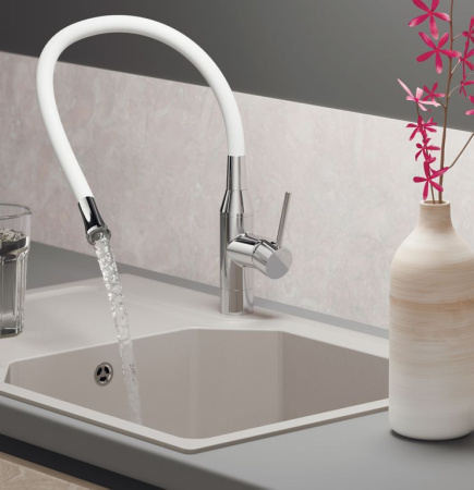 Смеситель Yatomi-BN-GR, латунь, нержавеющая сталь/серый шланг