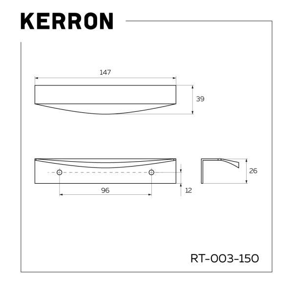 Ручка торцевая, RT-003-150 SC, 150мм, металл, черный матовый