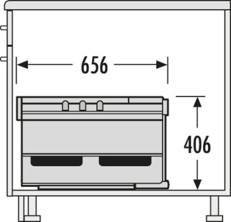 Система сортировки "Rondo", 2х20л, 1х12,5л, 336x700x406мм, в угловой шкаф, пластик, серый